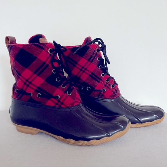 ❄️☔️ Sperry Buffalo Plaid Rain and Winter Duck Boots - Picture 1 of 8
